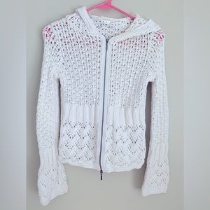 CAbi White Crochet Hoodie Jacket